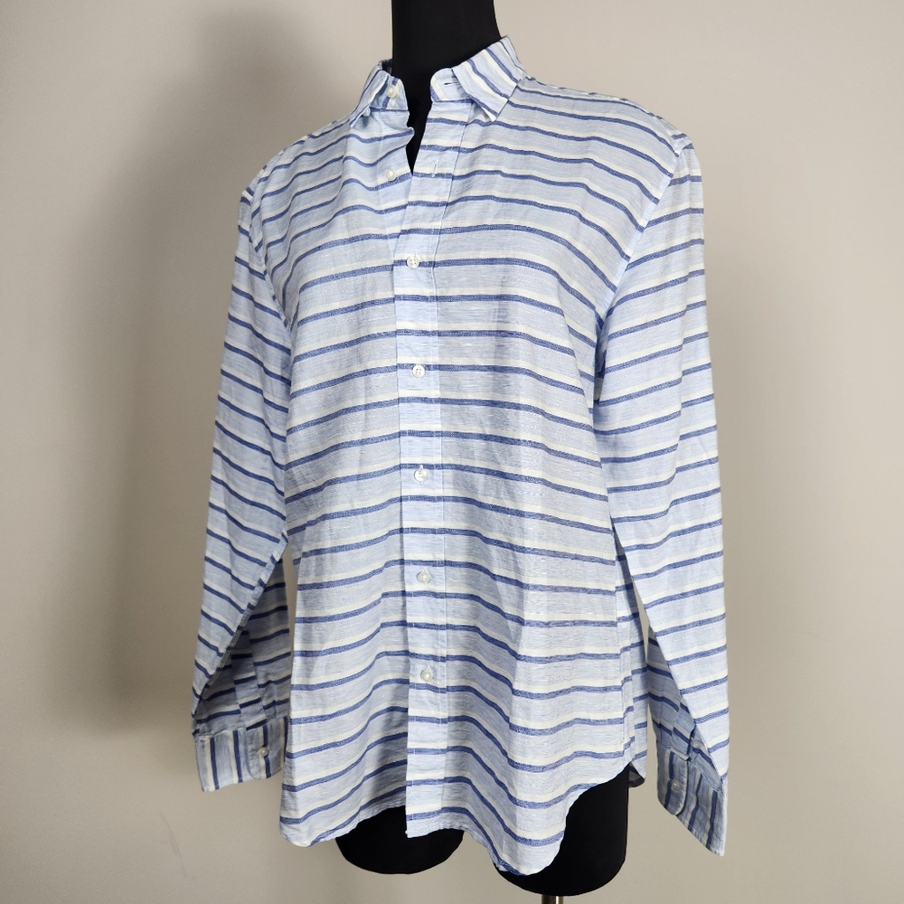 NWOT FRANK & EILEEN Finbar Stiped linen shirt